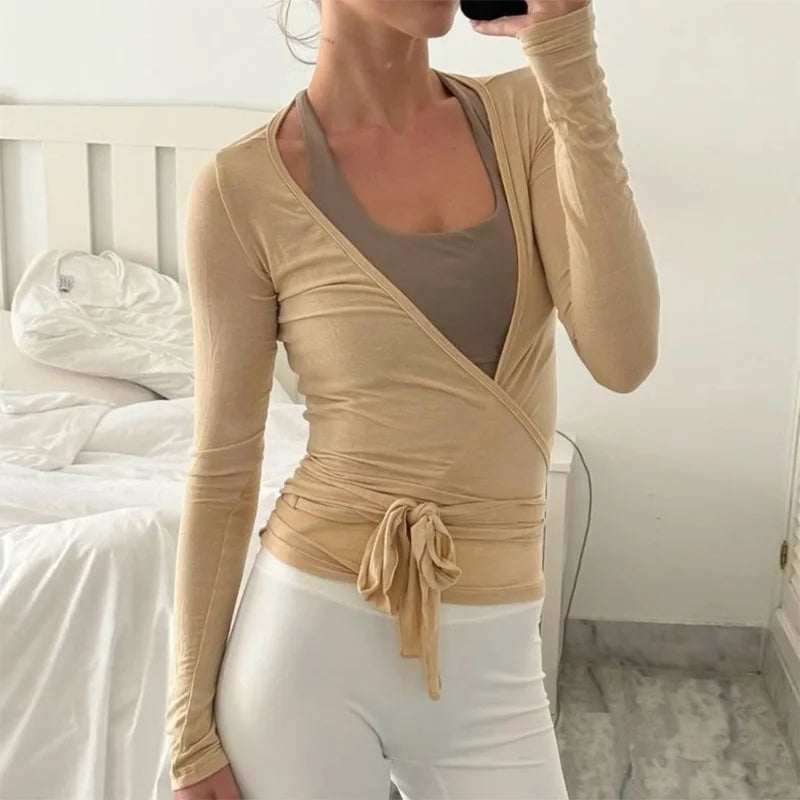 Selena - Cross Wrap Tie Long Sleeve